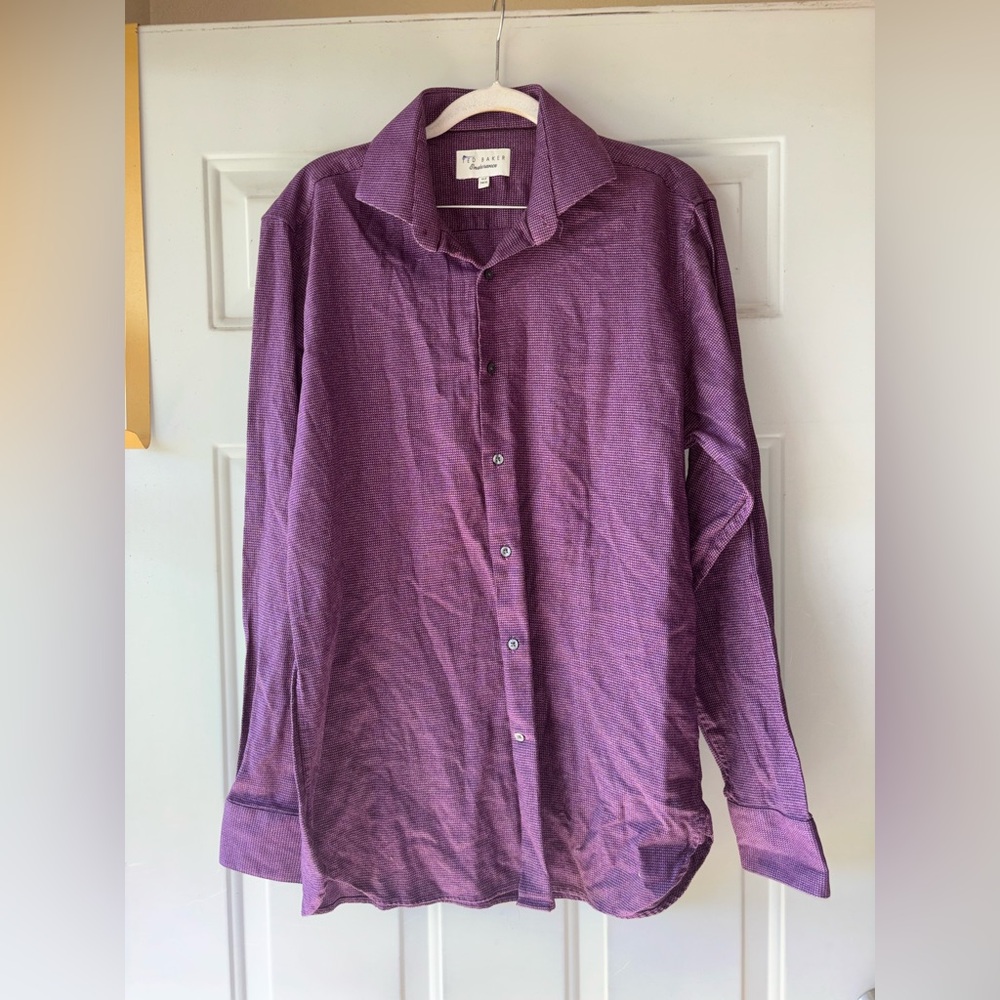 Ted Baker Endurance purple button down shirt size 15.5 34/35